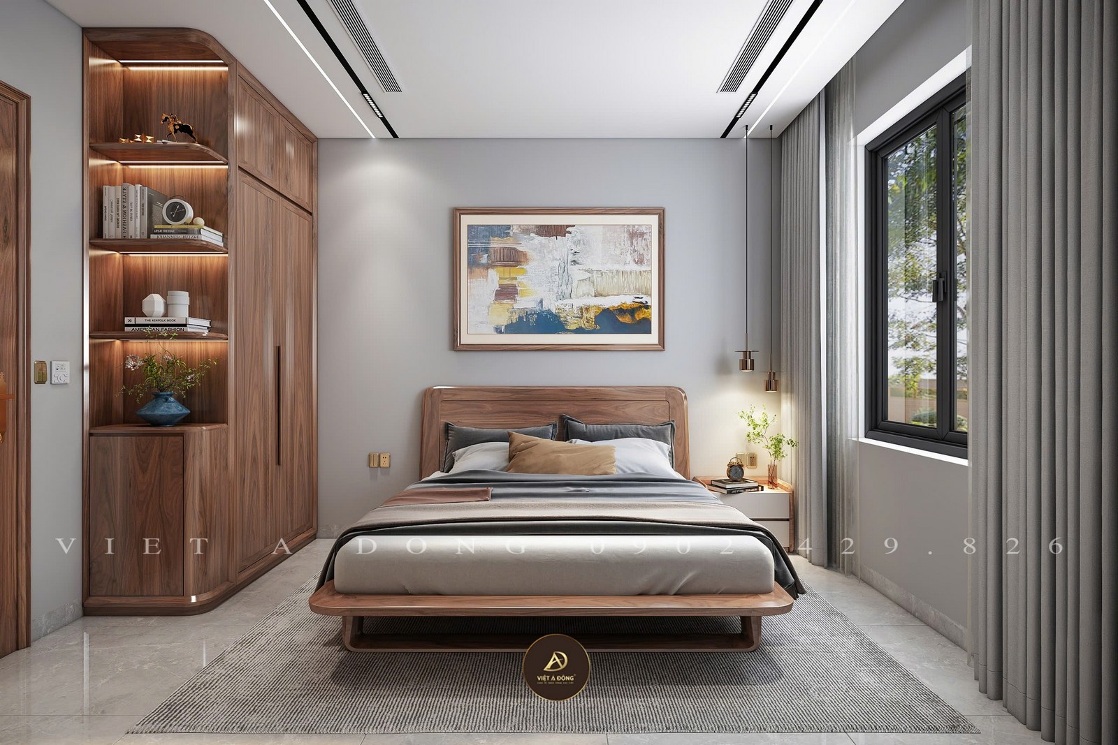 giường ngủ gỗ óc chó cao cấp