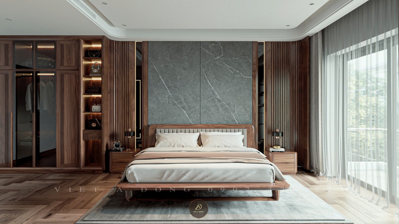 chất liệu gỗ óc chó cao cấp, bền