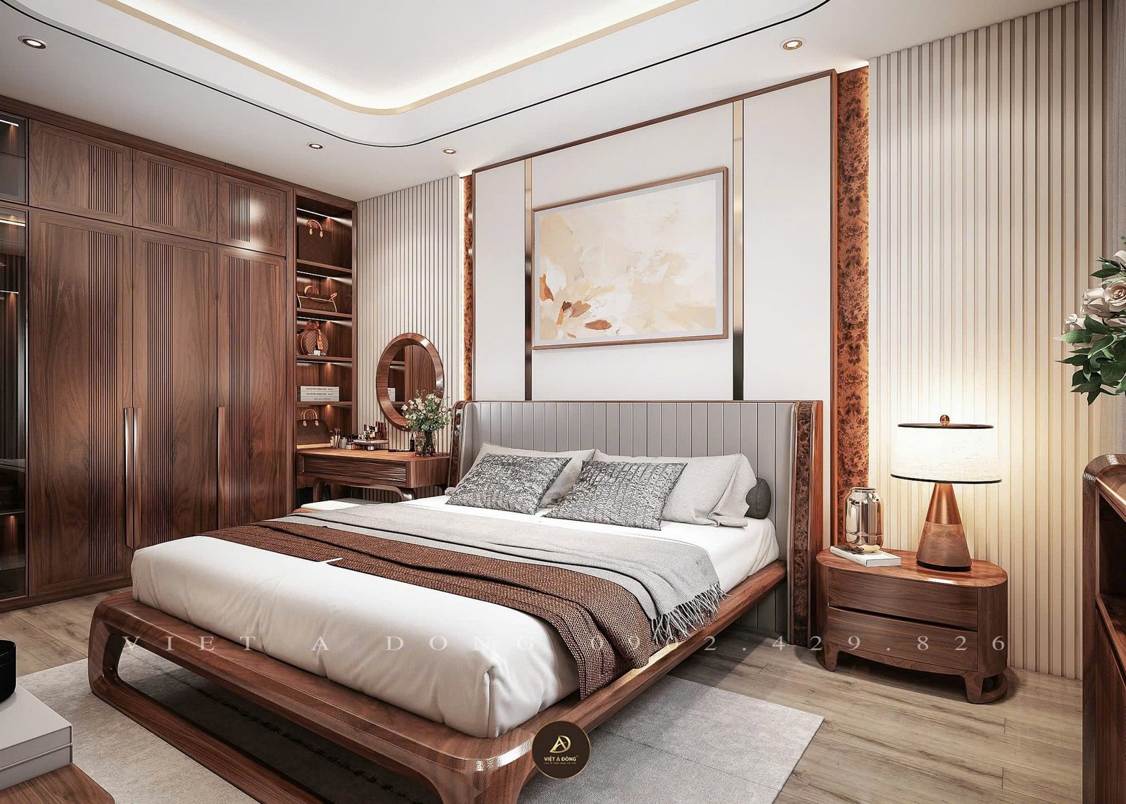 phòng ngủ gỗ óc chó