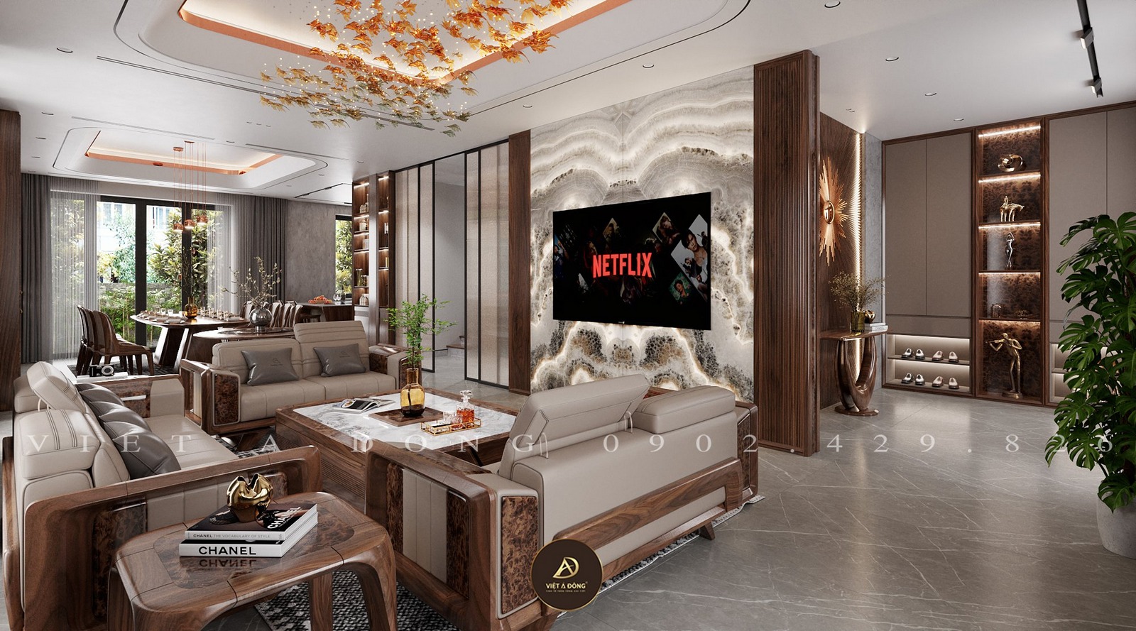 kệ tivi kết hợp vách ngăn