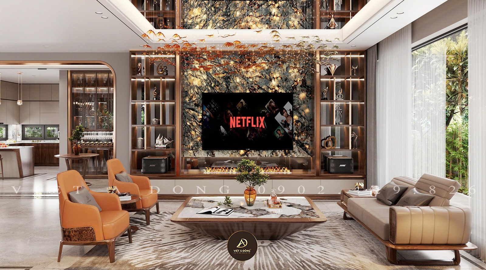 tạo điểm nhấn cho phòng khách