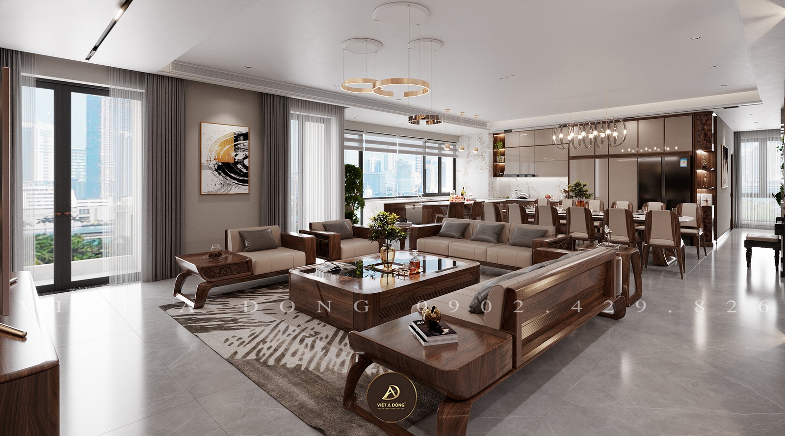 bộ sofa gỗ óc chó