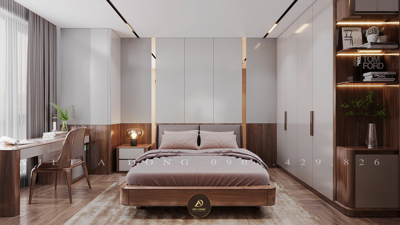 phòng ngủ gỗ óc chó