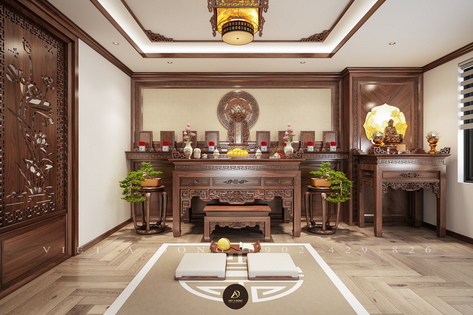 bàn thờ gỗ óc chó