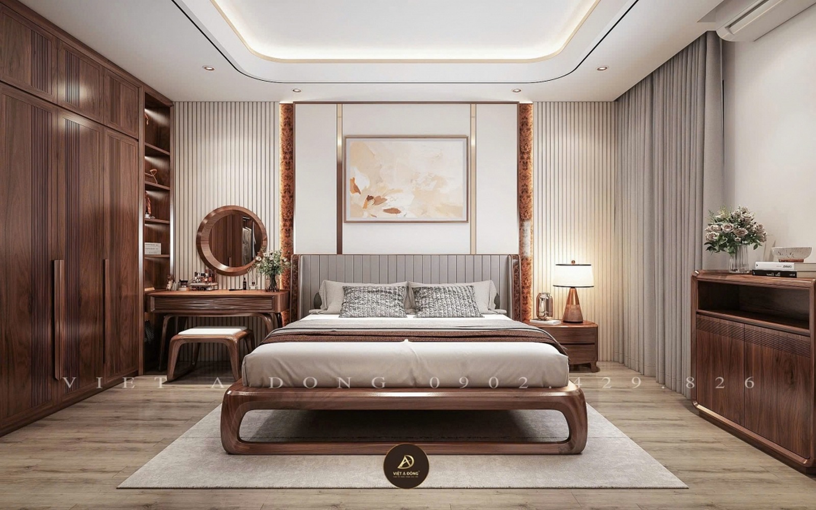 phòng ngủ gỗ óc chó