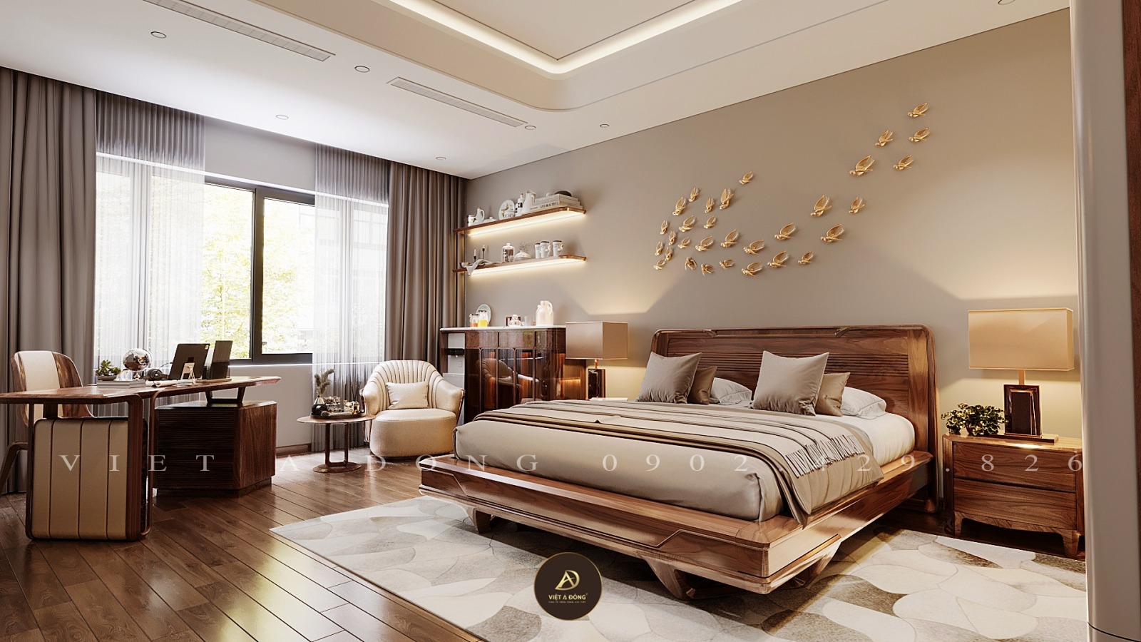 giường gỗ óc chó