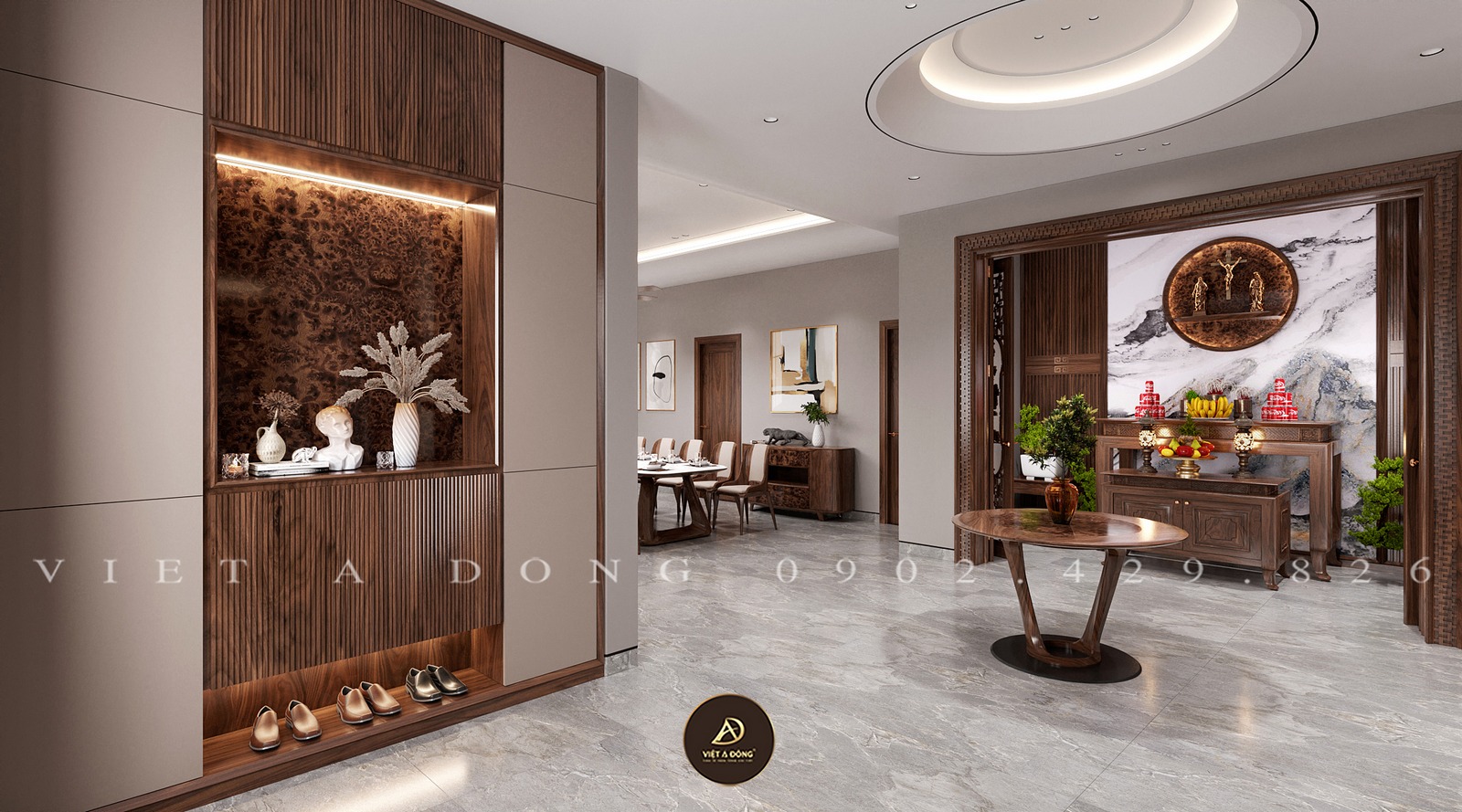 bàn thờ gỗ óc chó