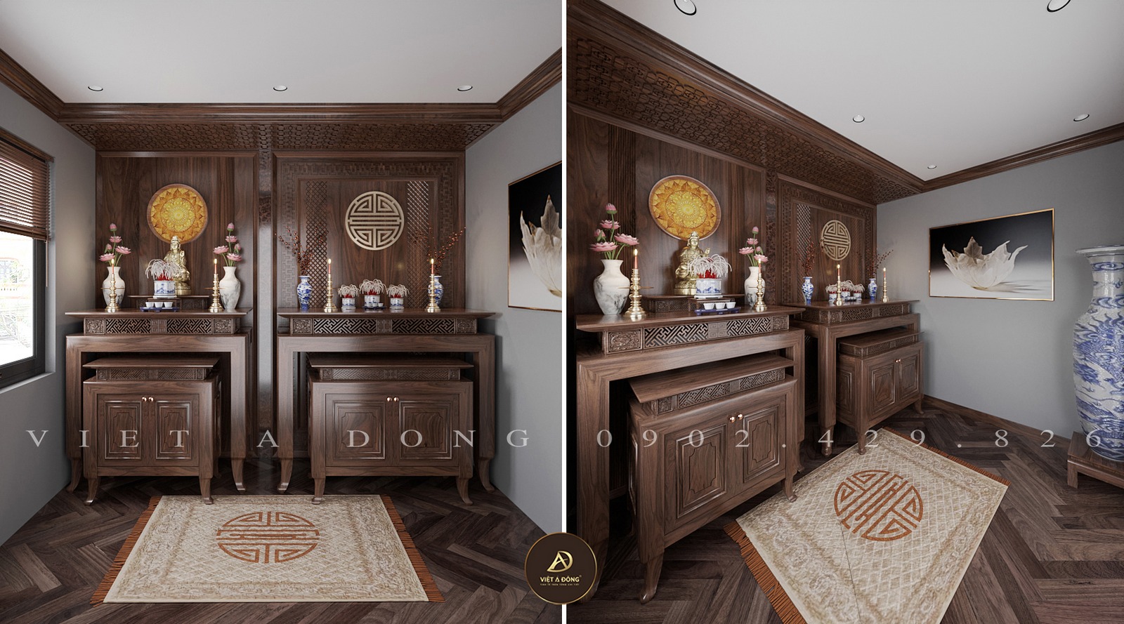 tủ thờ gỗ óc chó