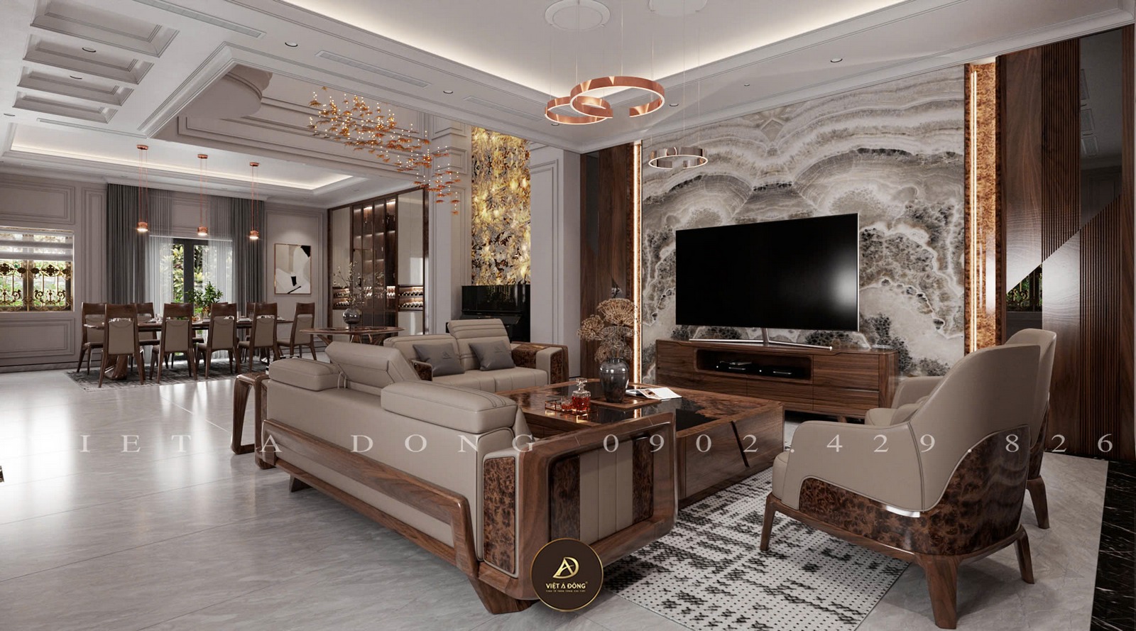 nội thất gỗ óc chó hiện đại