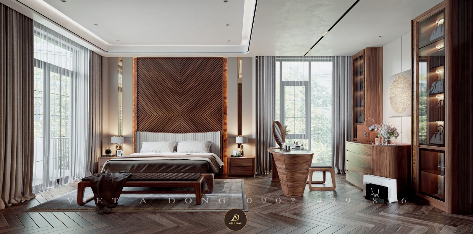 phòng ngủ gỗ óc chó