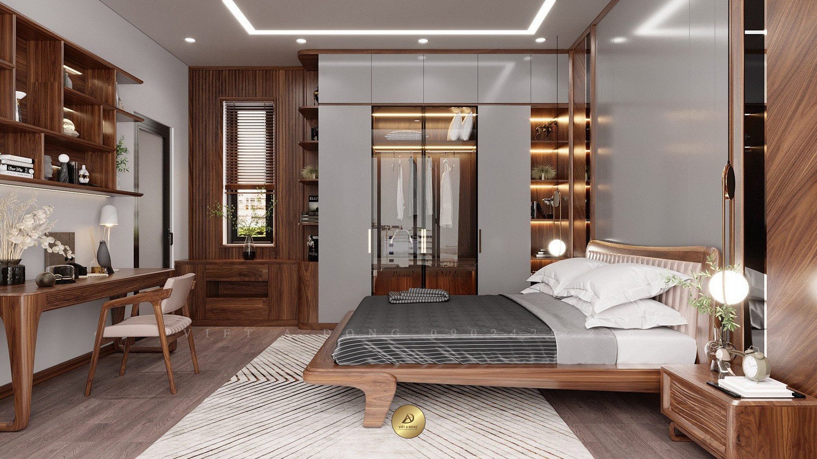 phòng ngủ gỗ óc chó