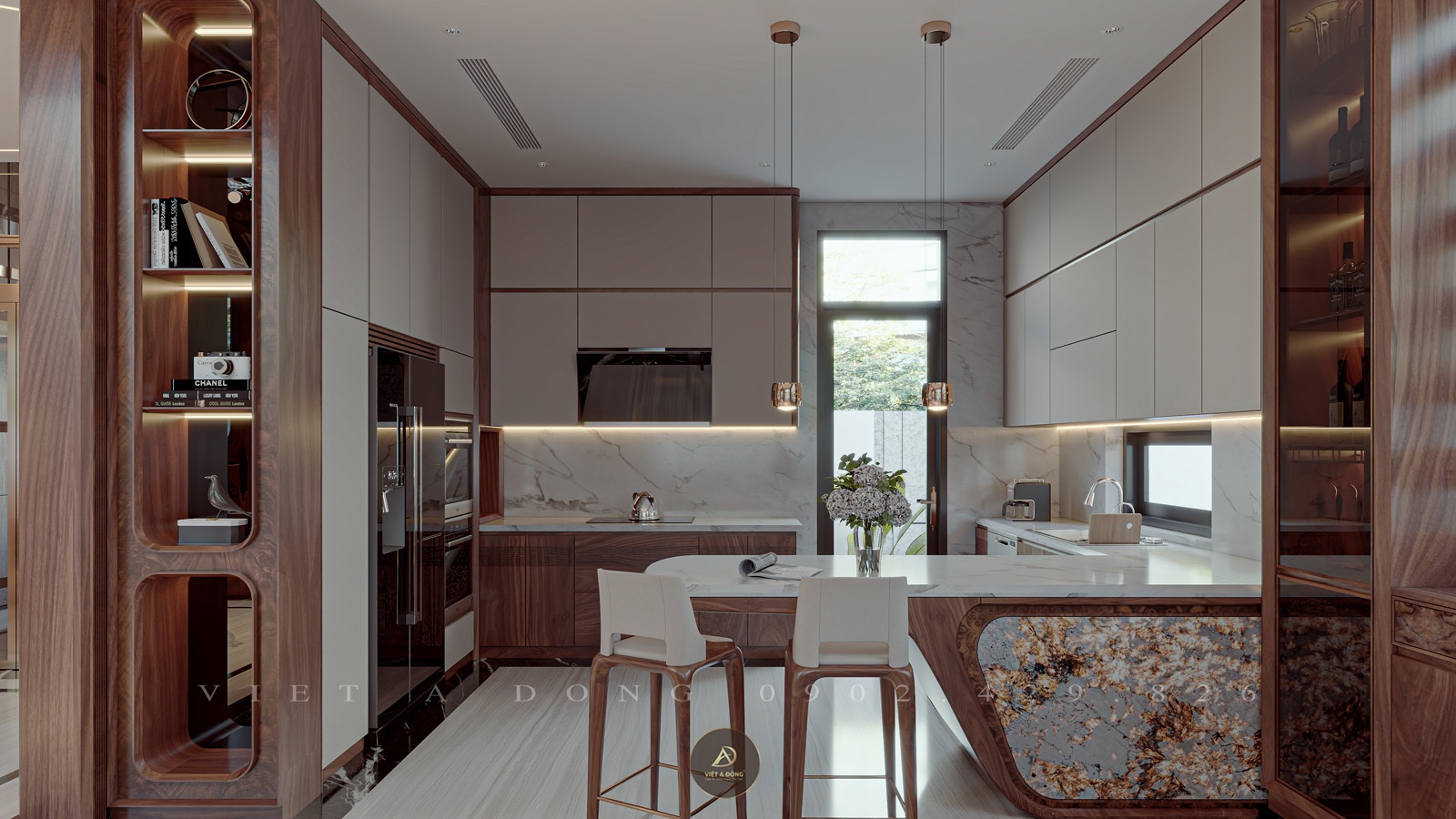 kết hợp các vật liệu trong không gian