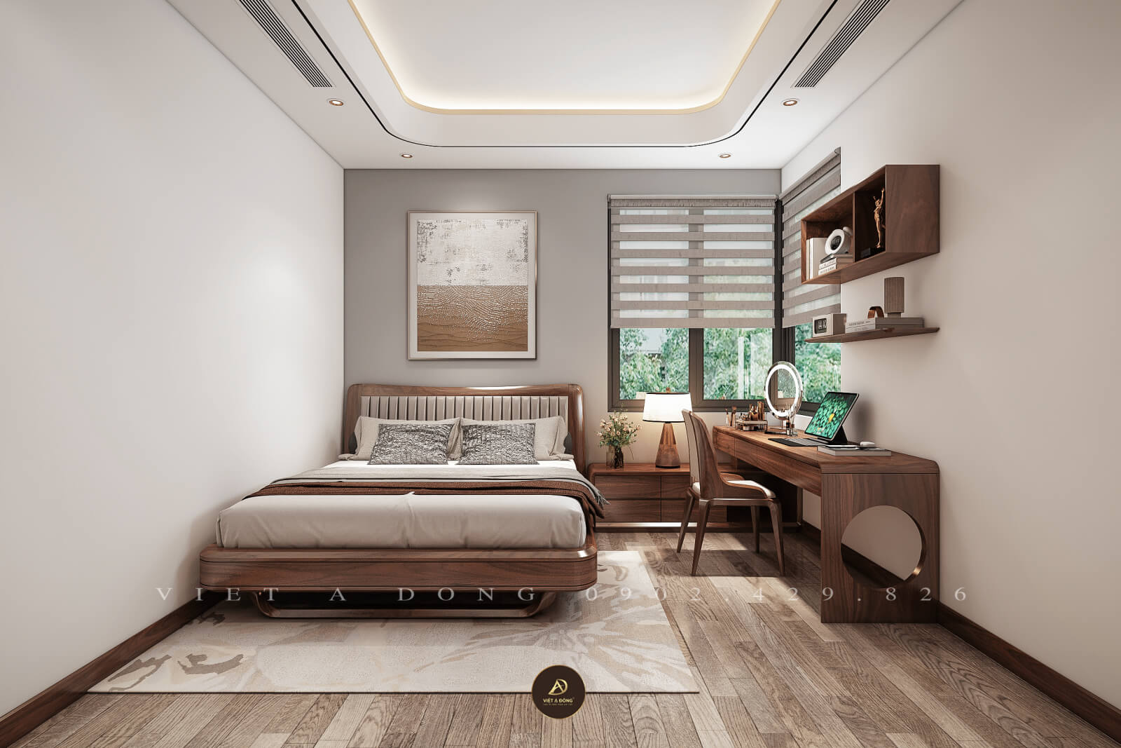 phòng ngủ gỗ óc chó
