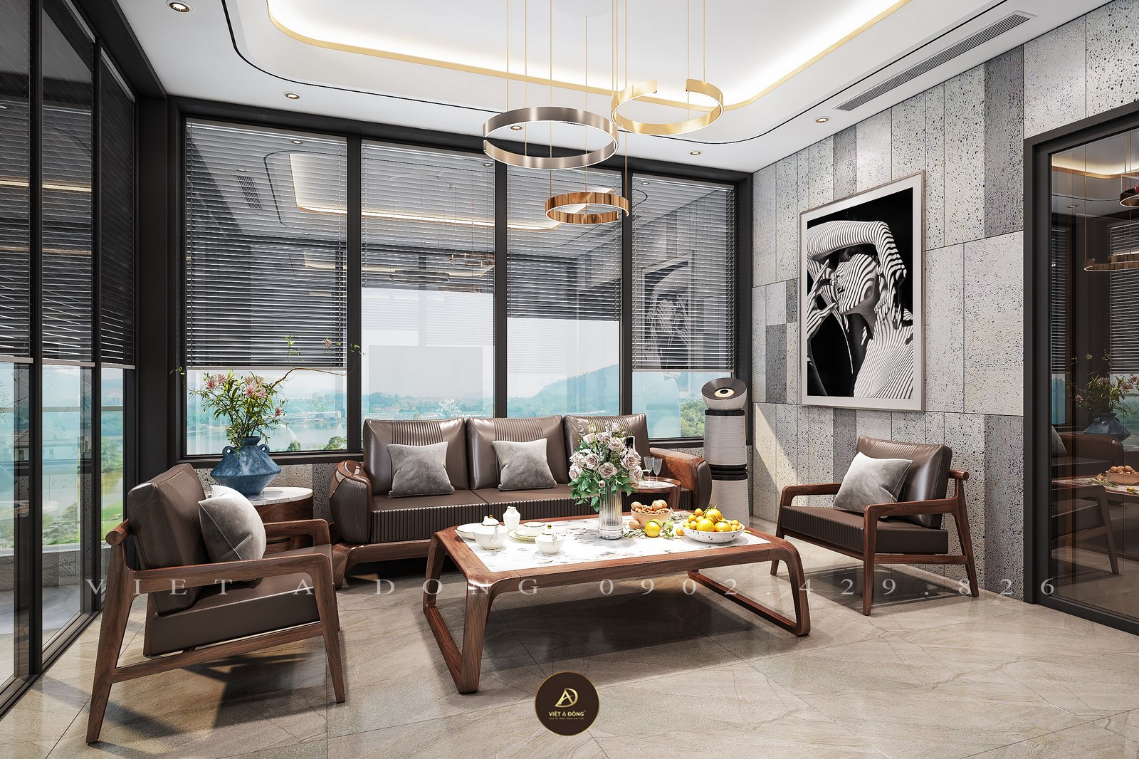 vị trí đặt bàn trà gỗ óc chó