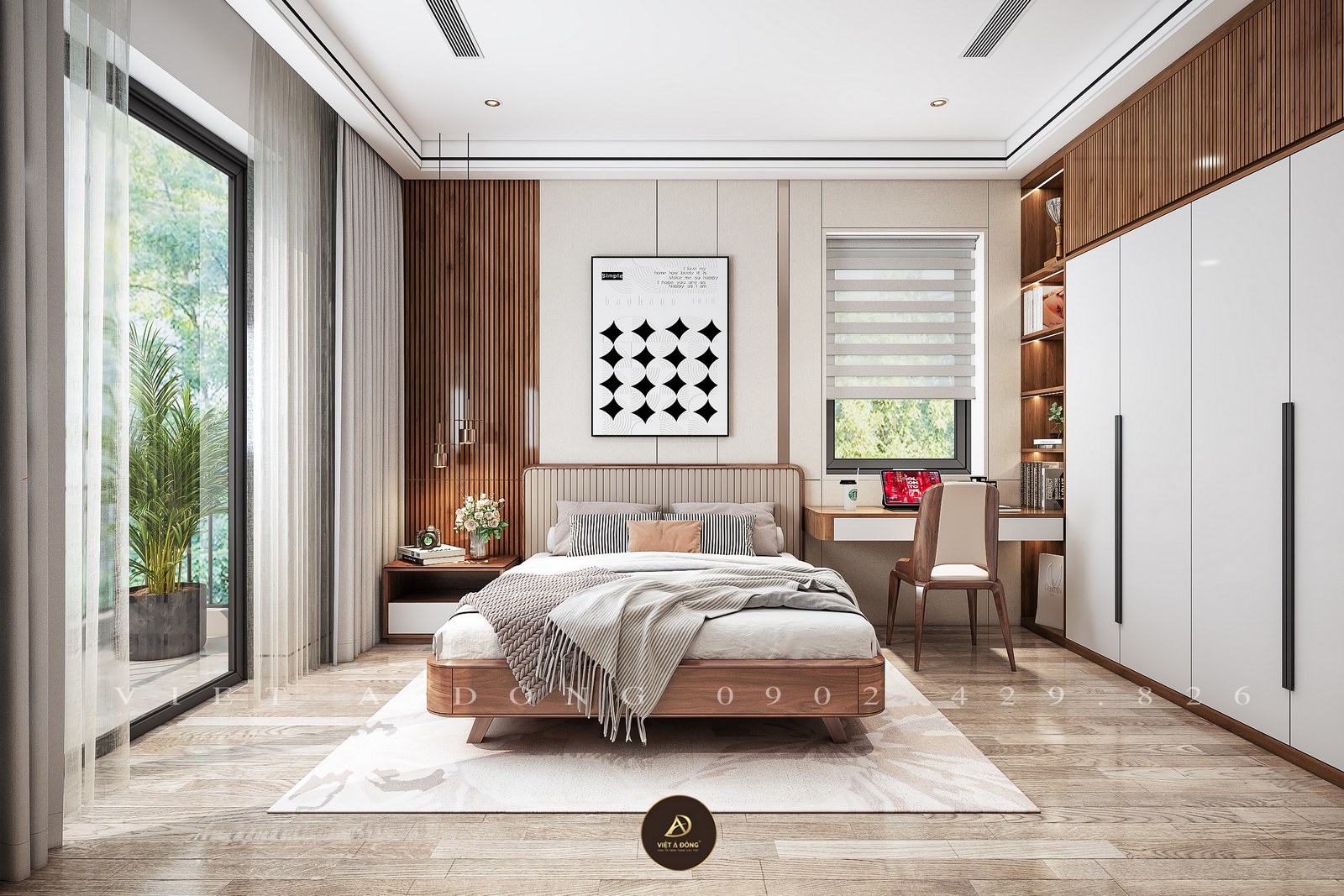 phòng ngủ gỗ óc chó