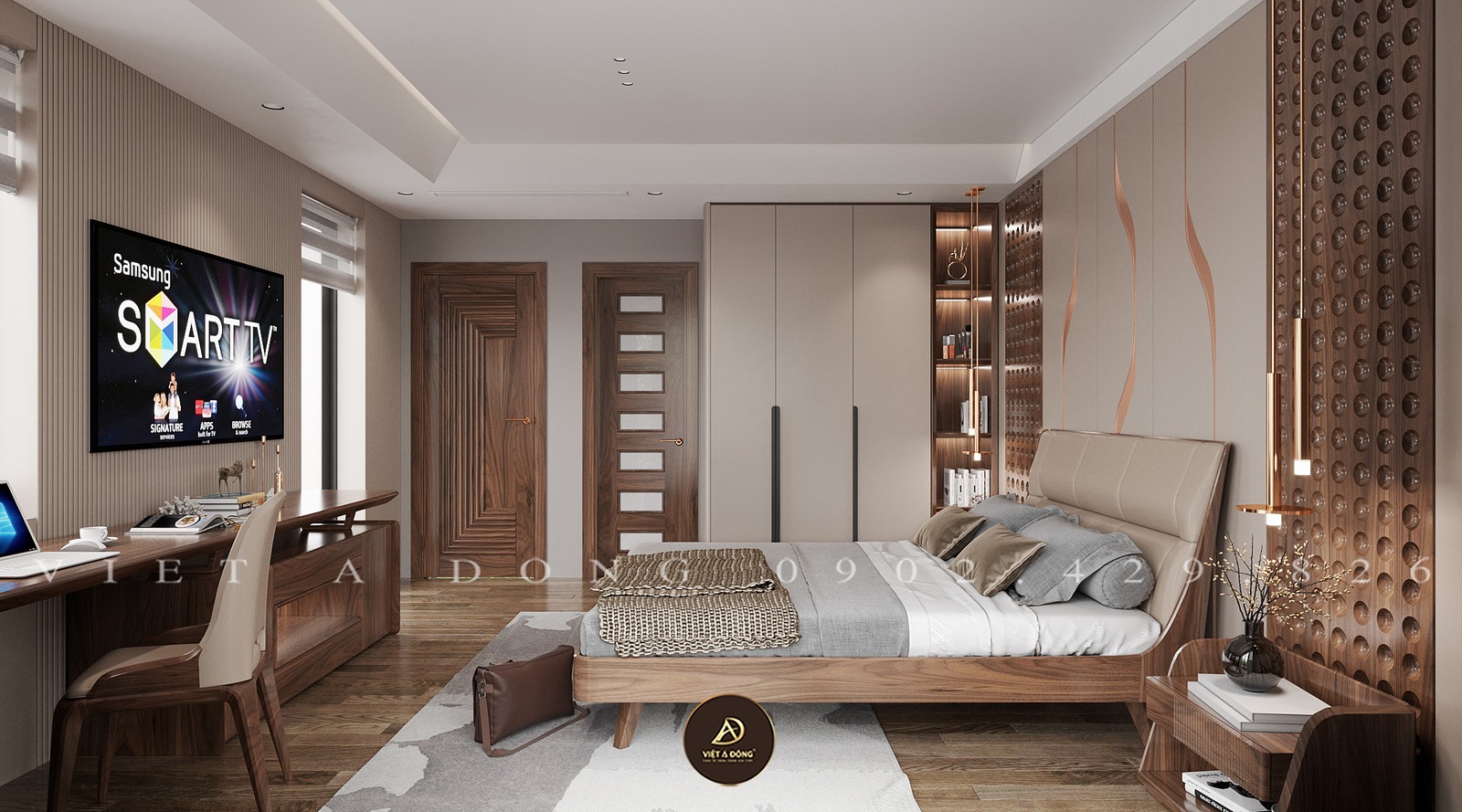 phòng ngủ gỗ óc chó