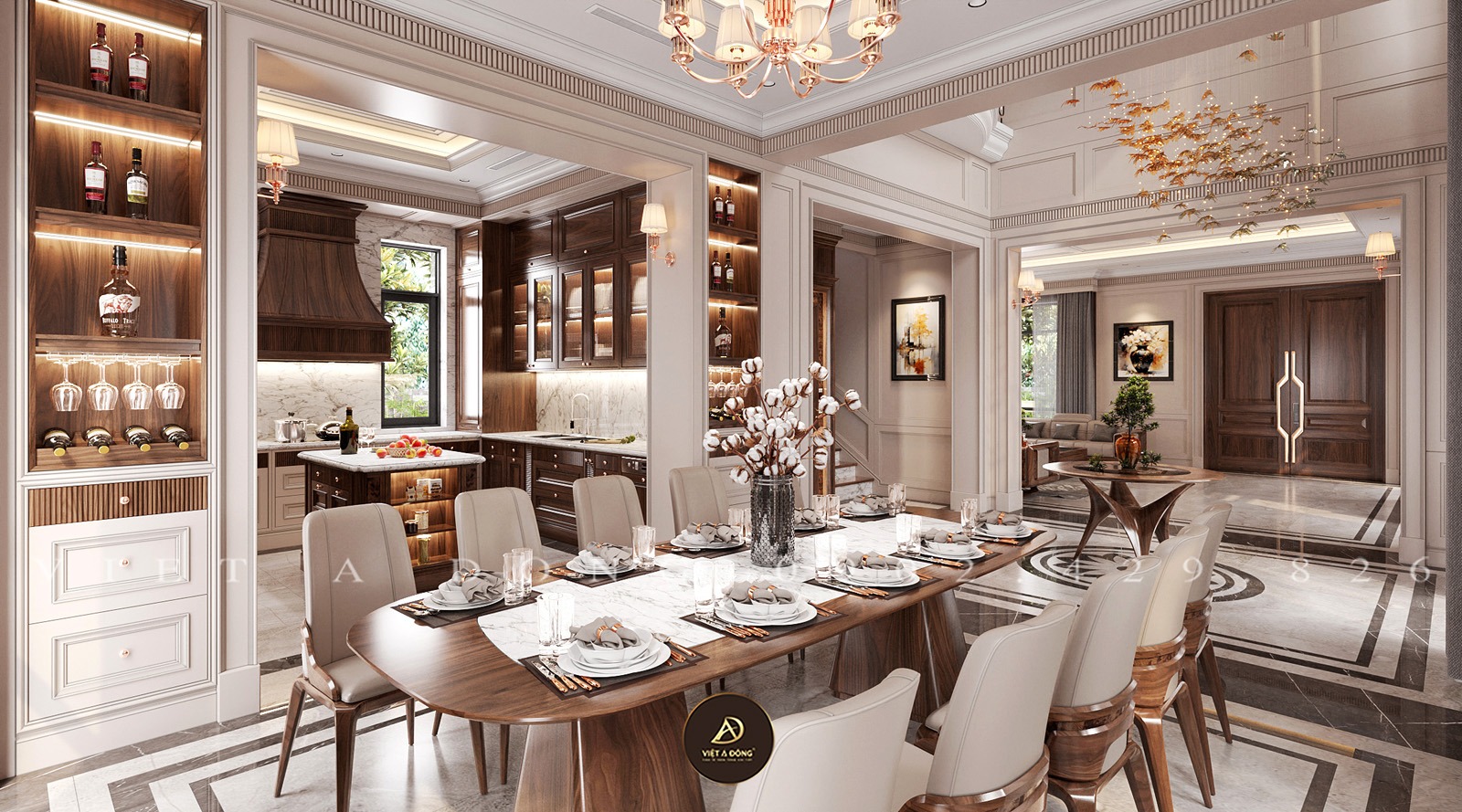 sử dụng gỗ óc chó cho phòng bếp