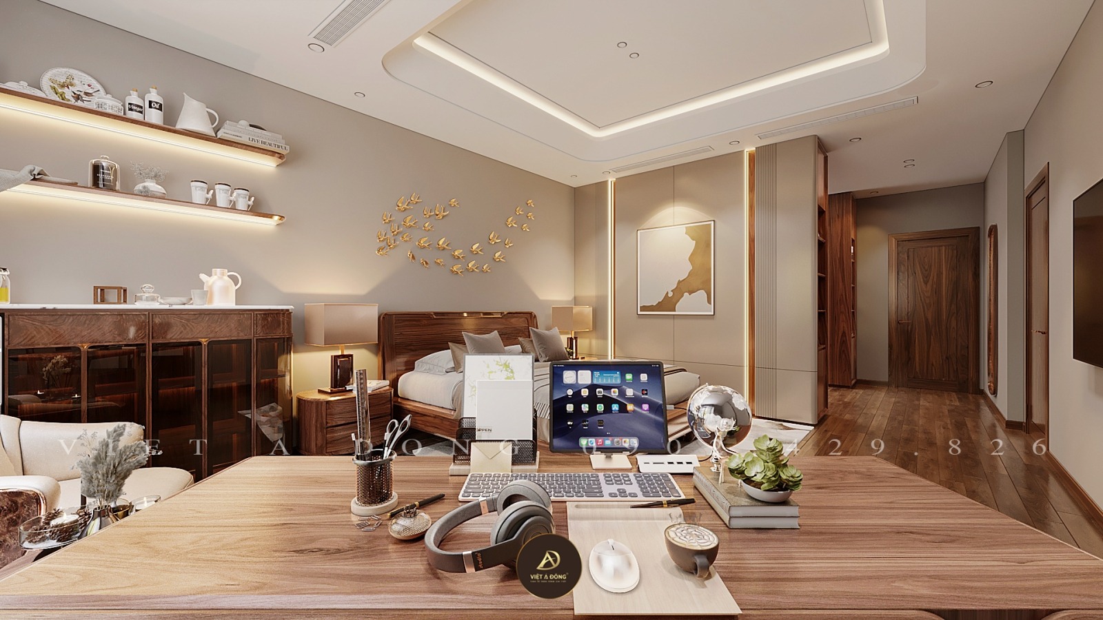 bàn làm việc gỗ óc chó