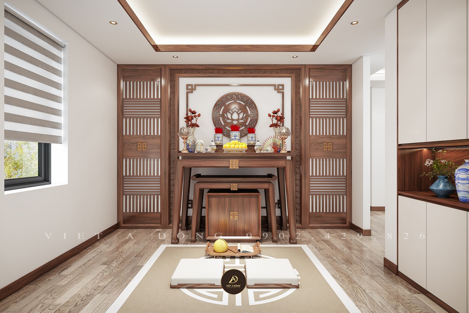 bàn thờ gỗ óc chó