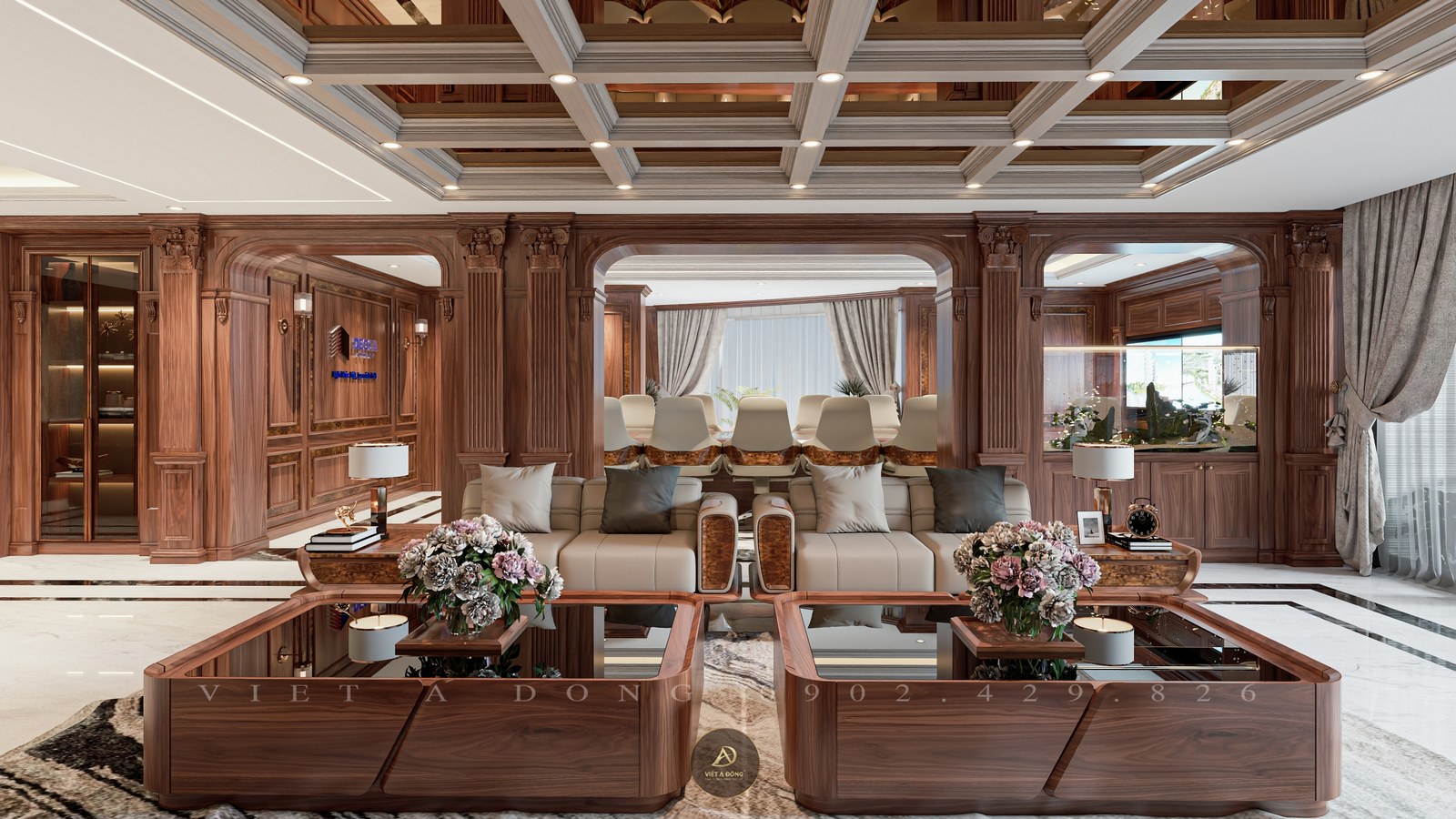 bàn trà gỗ óc chó