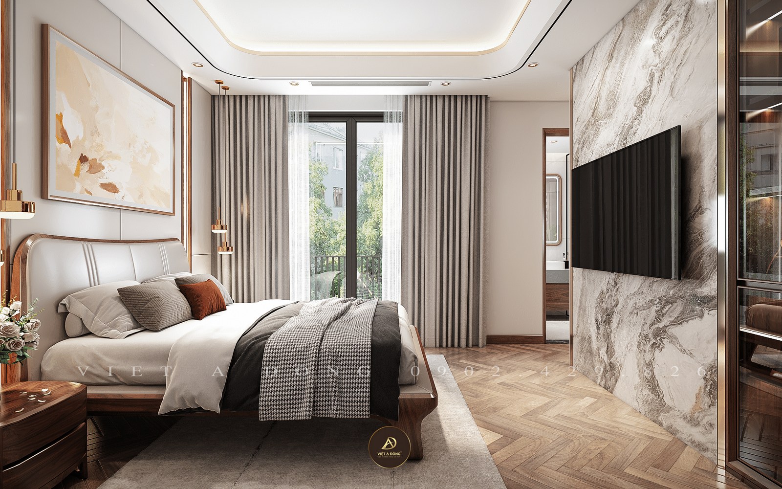 phòng ngủ gỗ óc chó