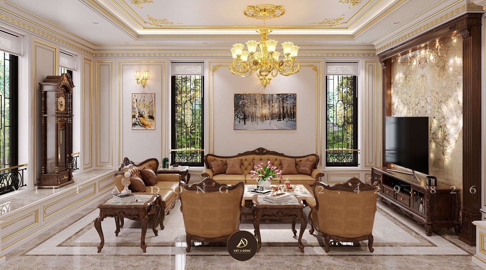 phòng khách tân cổ điển