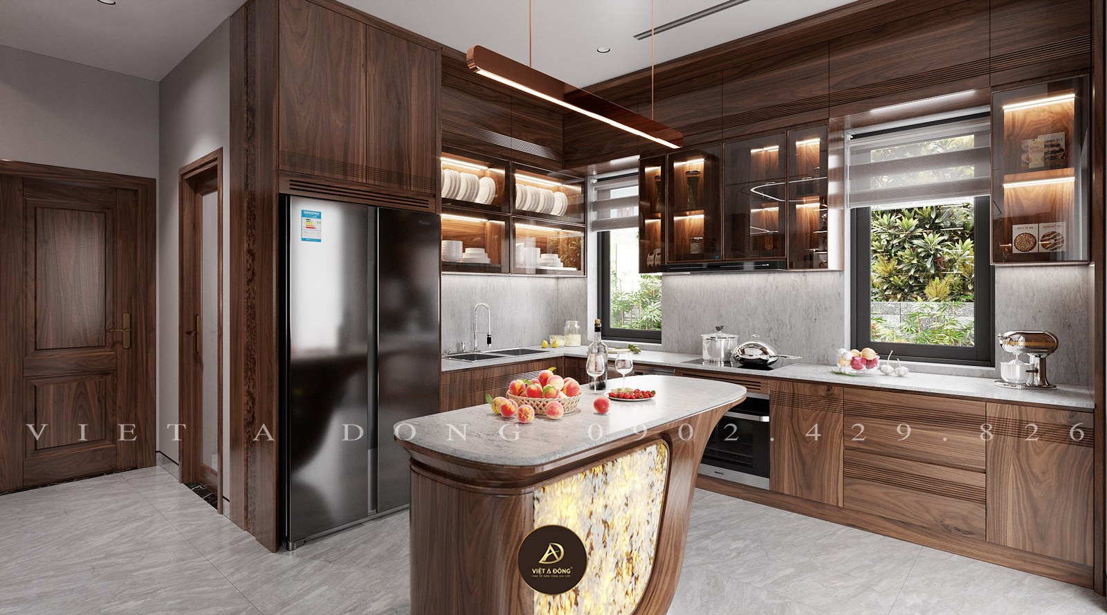 tủ bếp gỗ có chó đẹp