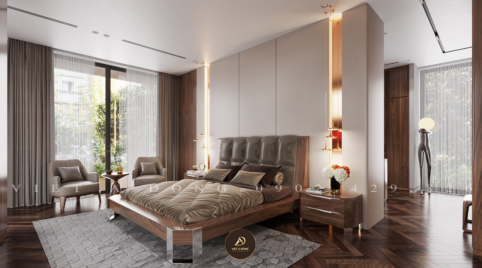 phòng ngủ gỗ óc chó