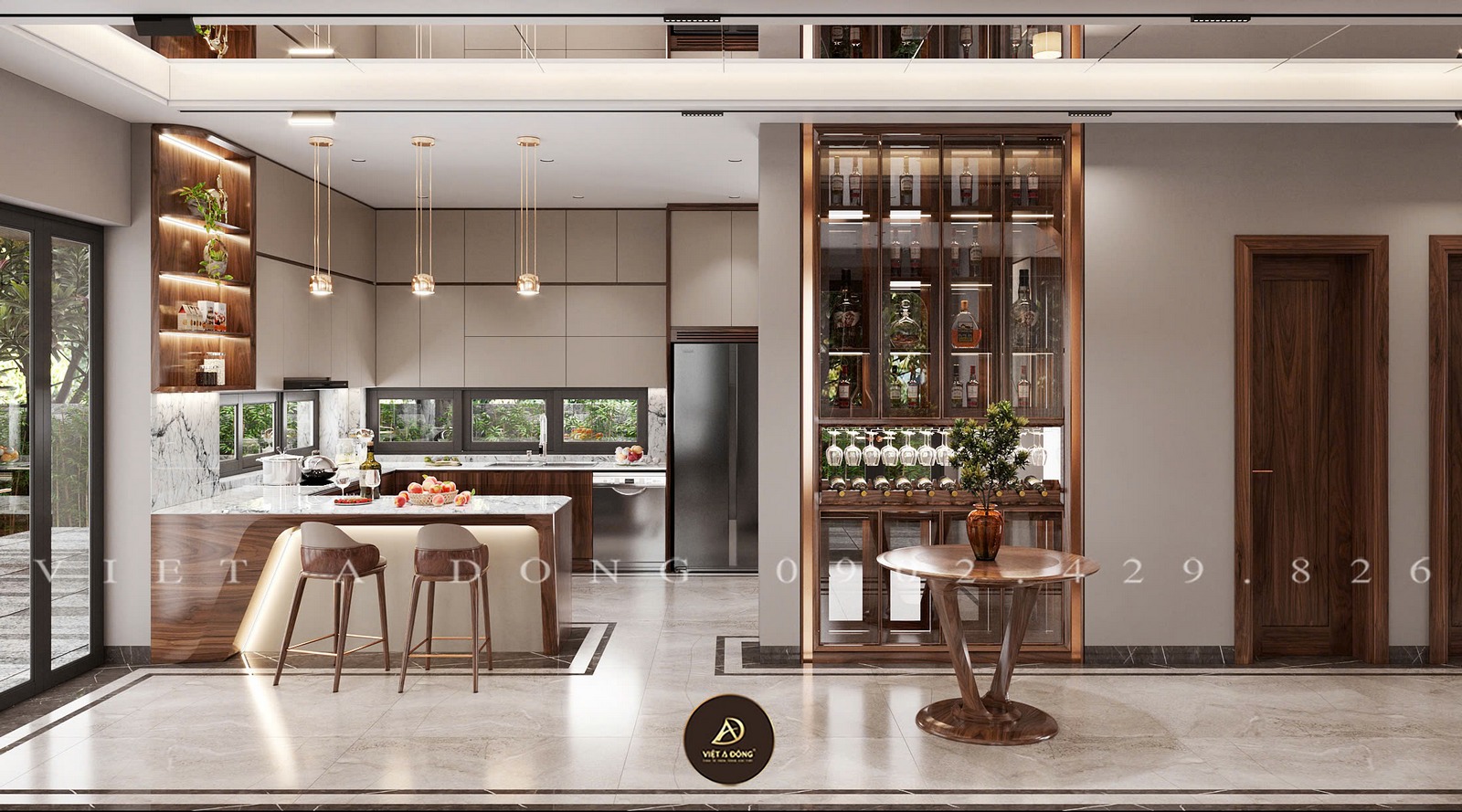 tủ rượu gỗ óc chó