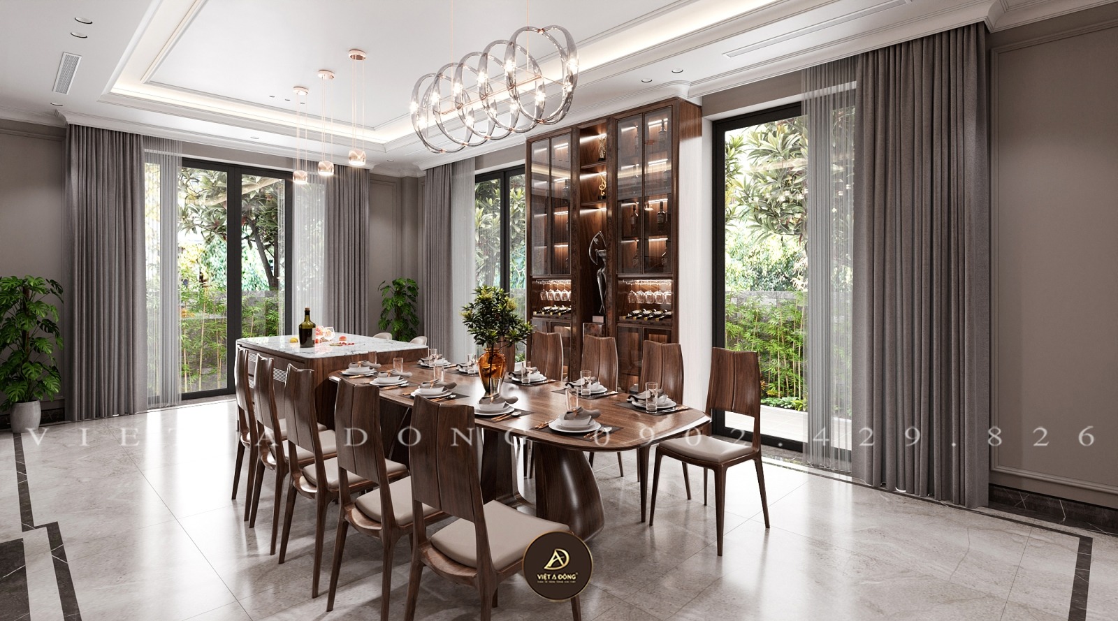 tủ rượu đứng kết hợp led