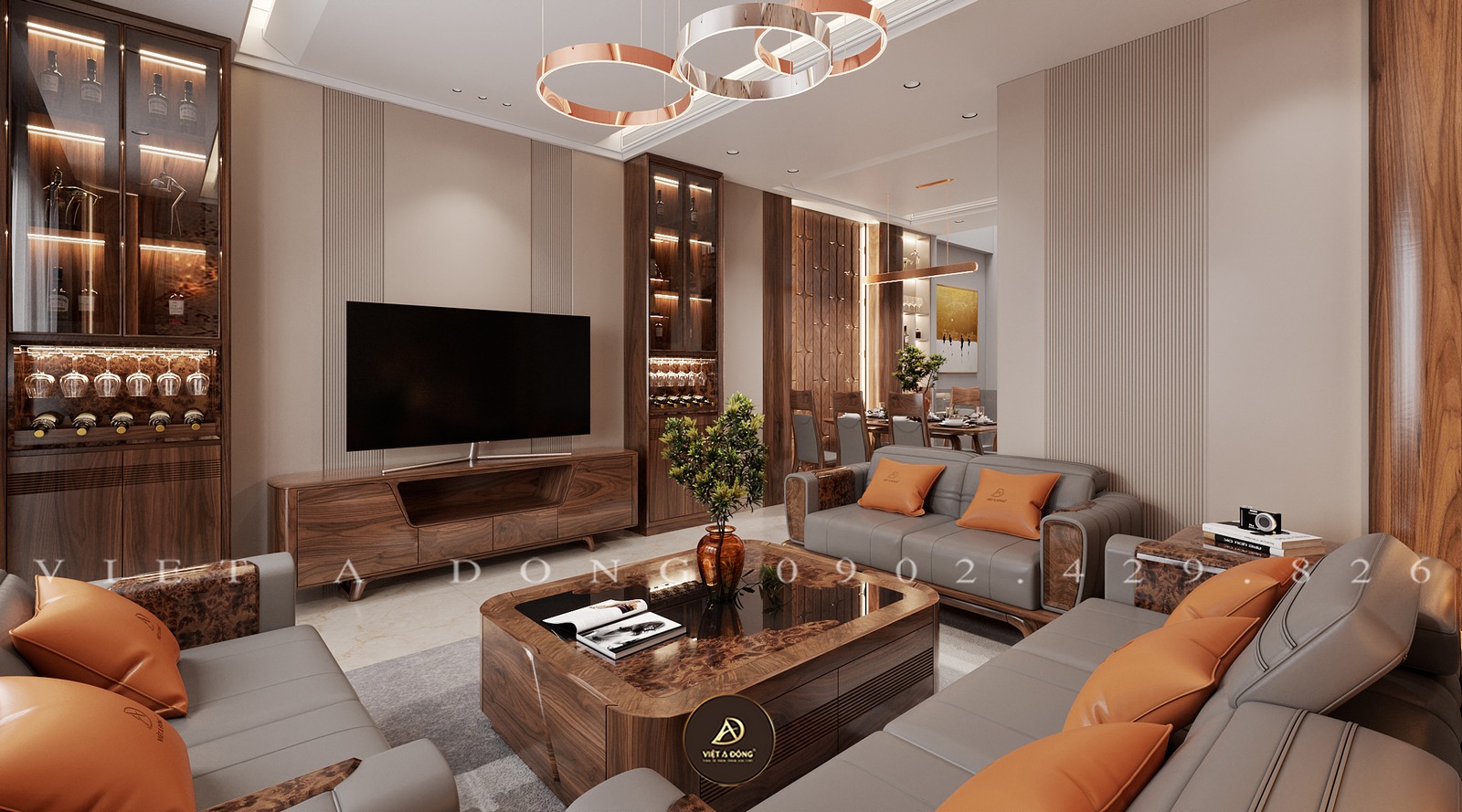 Việt Á Đông đơn vị uy tín thiết kế thi công gỗ óc chó