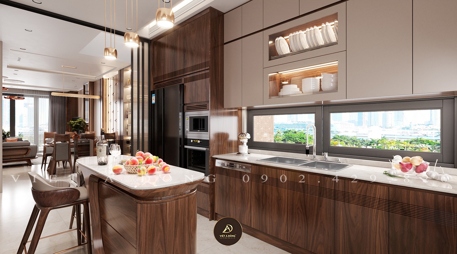 gỗ óc chó kết hợp vất liệu khác