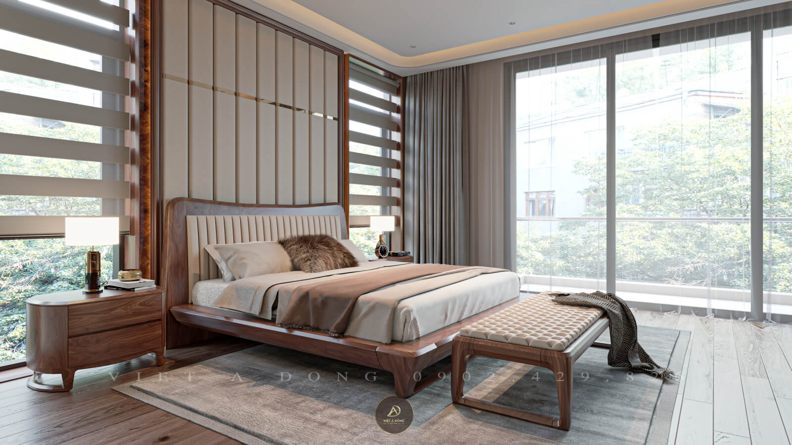 giường ngủ gỗ óc chó