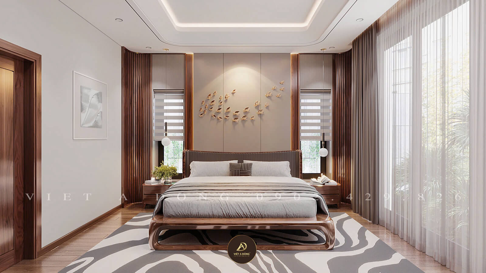 phòng ngủ gỗ óc chó