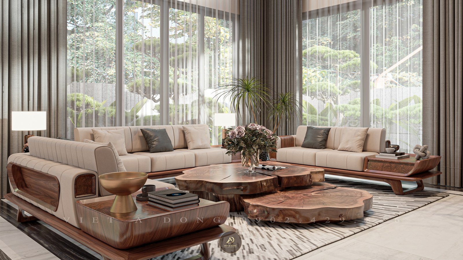 bàn trà gỗ óc chó chó