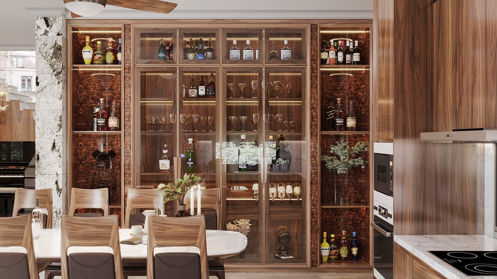 tủ rượu gỗ óc chó